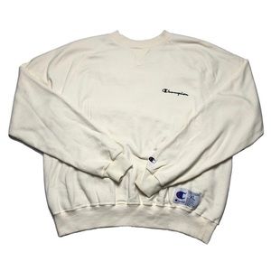 RARE 90s Vintage Off-White Champion Crew Neck Sweater Size XL Excellent 10/10